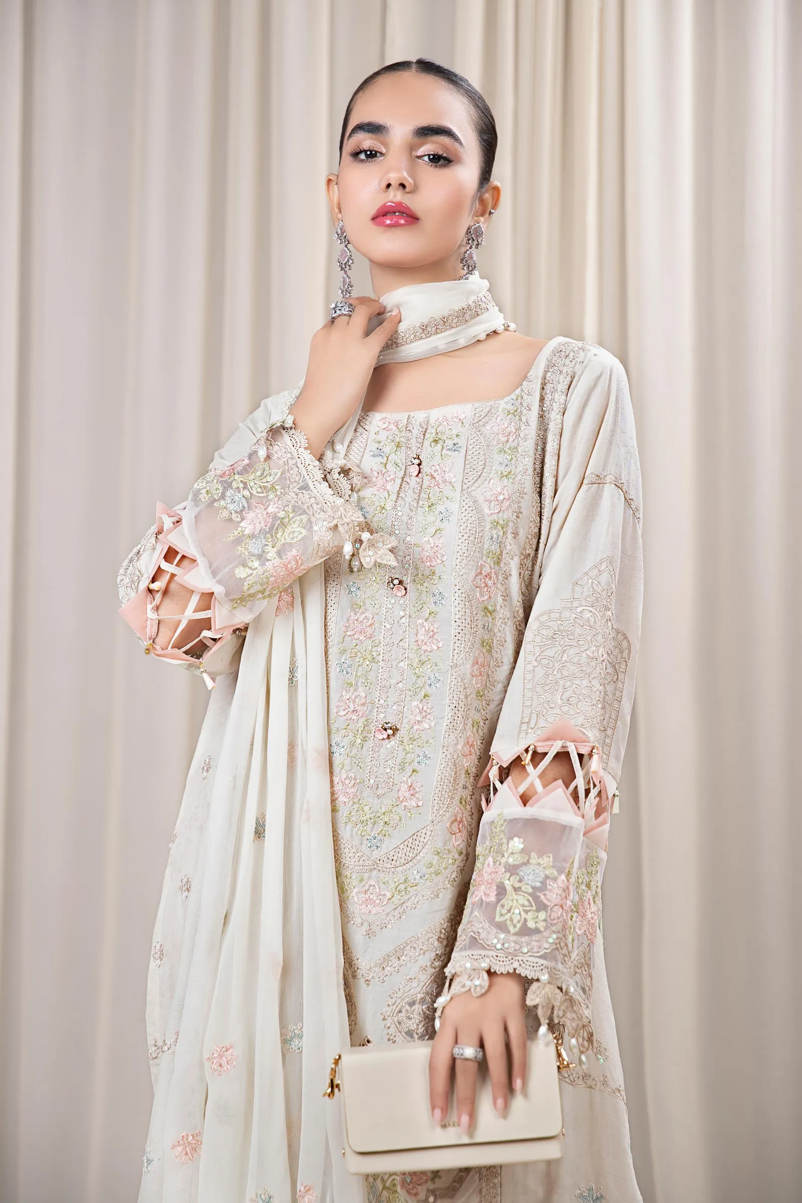 3 Piece Embroidered Self Jacquard Suit | DW-EF24-109