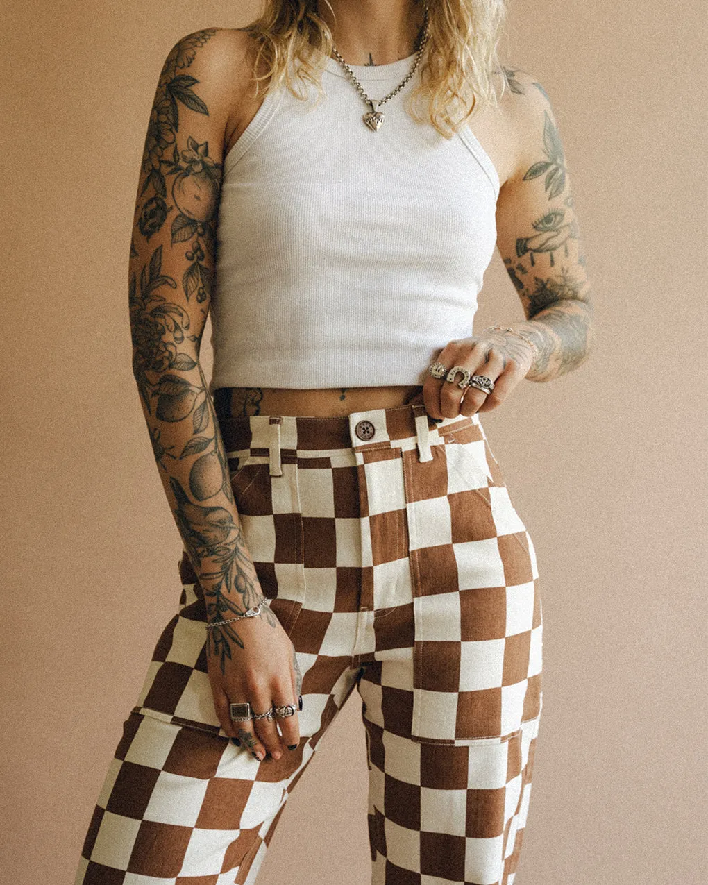 304 Service Fatigue Pants - Rust Checkerboard