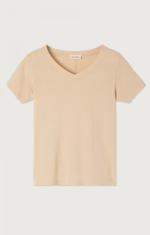 American Vintage V Neck Gamipy Tee in Desert