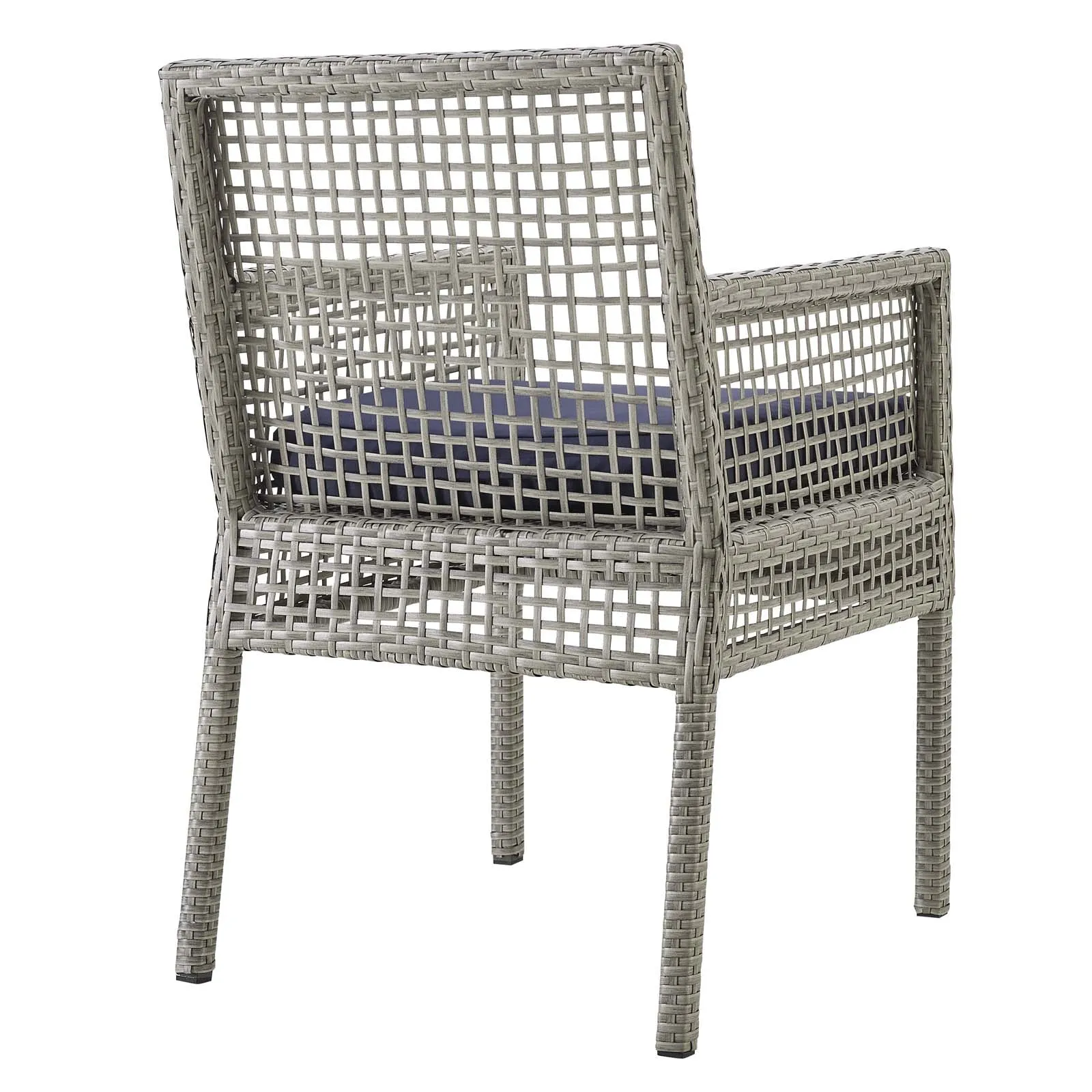 Aura Outdoor Patio Wicker Rattan Dining Armchair Gray Navy EEI-2920-GRY-NAV