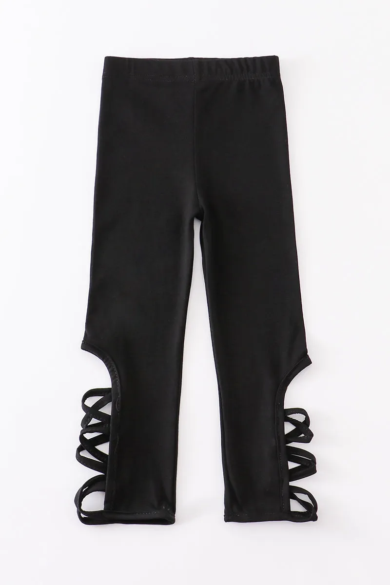 Black hollow out legging