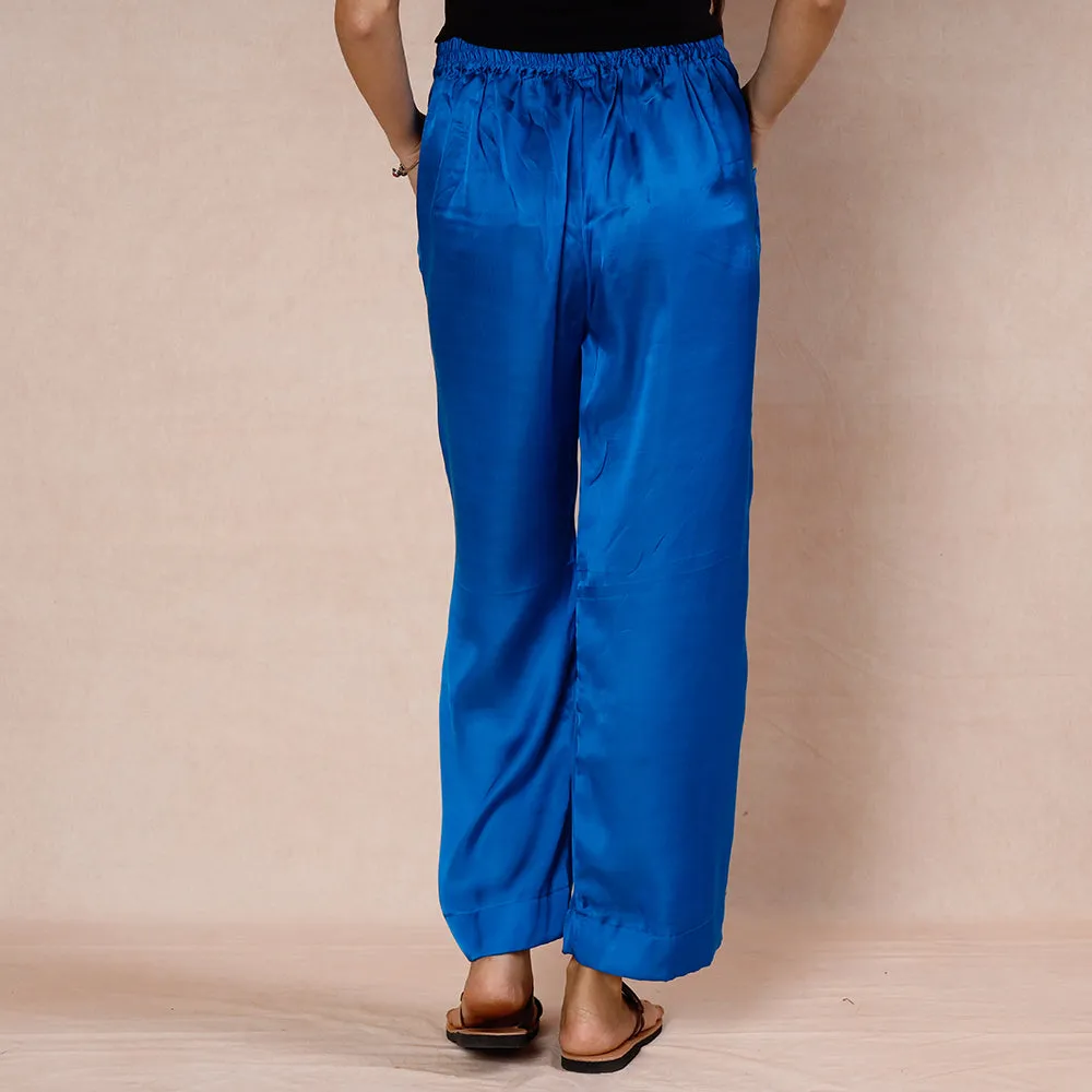 Blue - Pure Modal Silk Plain Palazzo