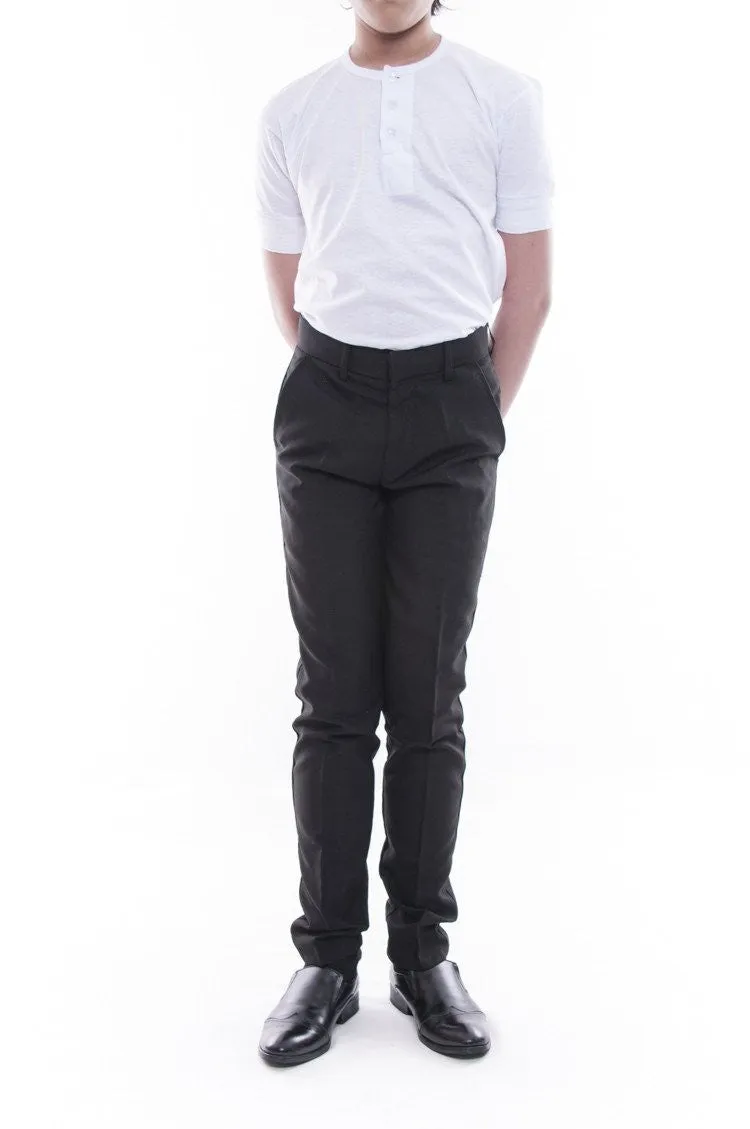 BP01 - PRE-ORDER - Boy's Skinny Fit Formal Slacks Black