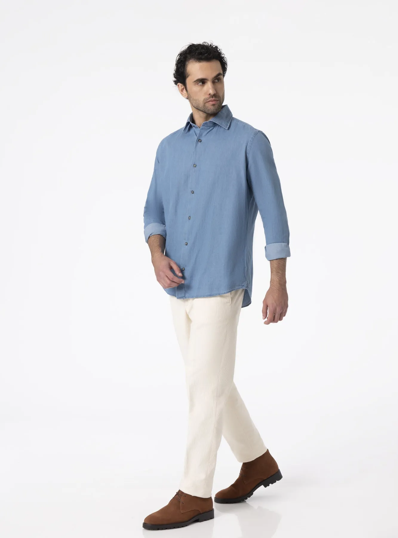 Camicia Regular con collo francese in denim - Elmsworth