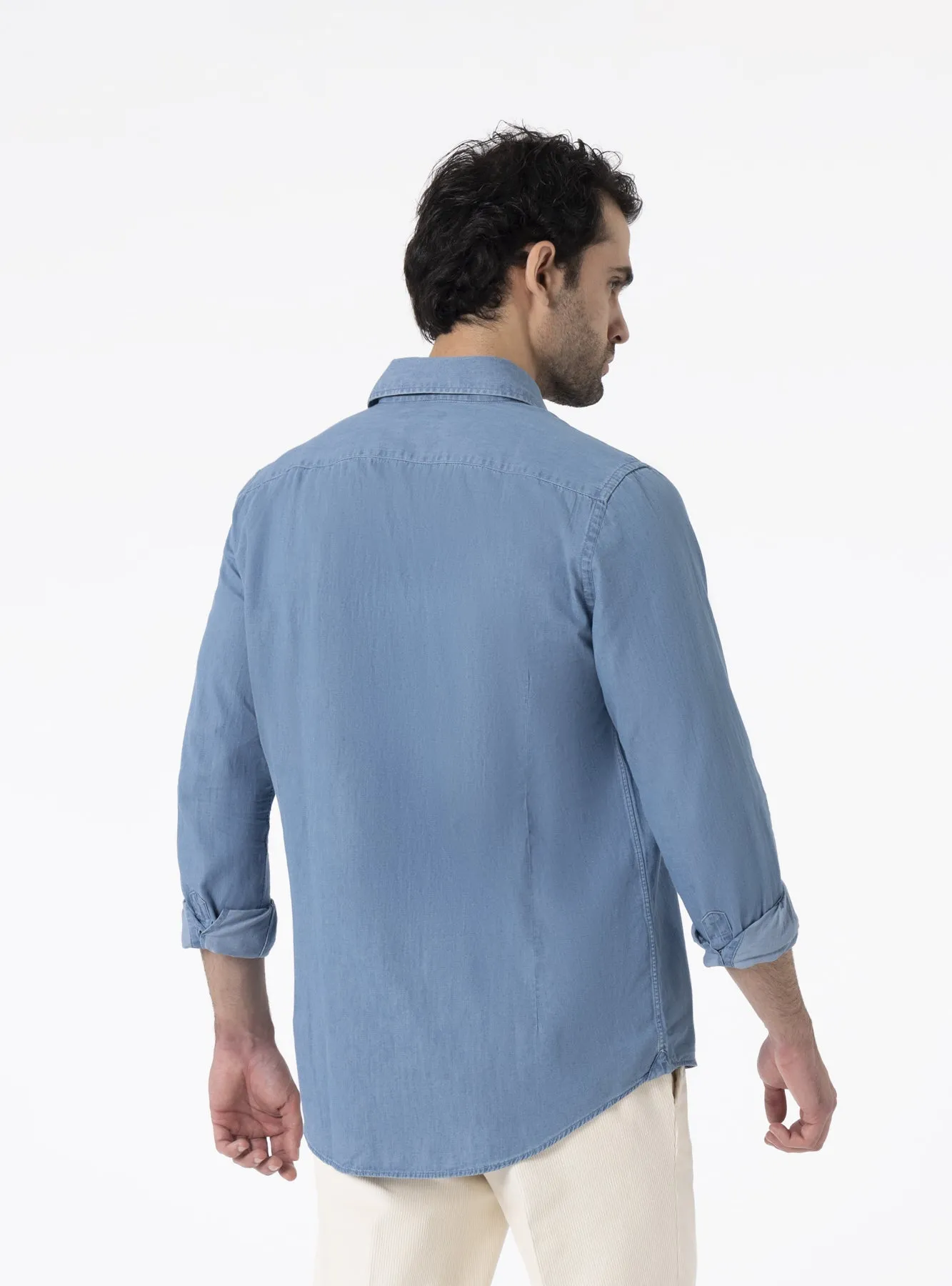 Camicia Regular con collo francese in denim - Elmsworth