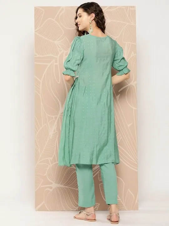 Chanderi Cotton Kurta With Trousers