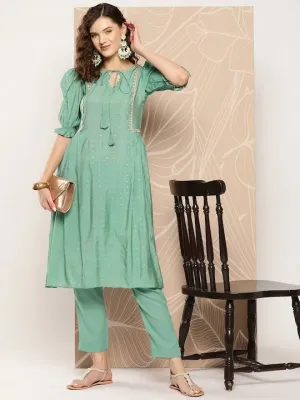 Chanderi Cotton Kurta With Trousers