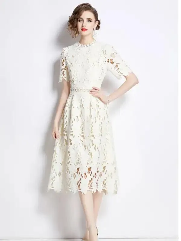 Chic Hollow Lace A-line Dress