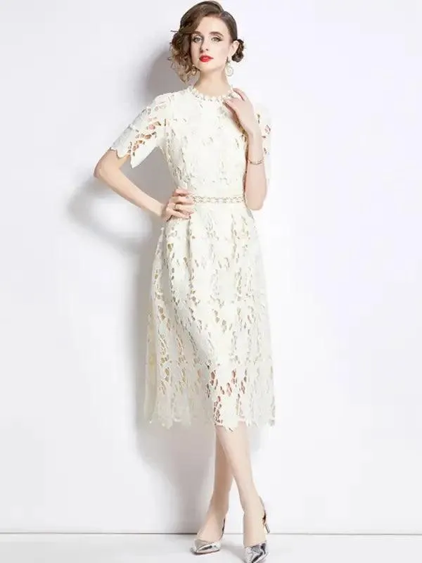 Chic Hollow Lace A-line Dress