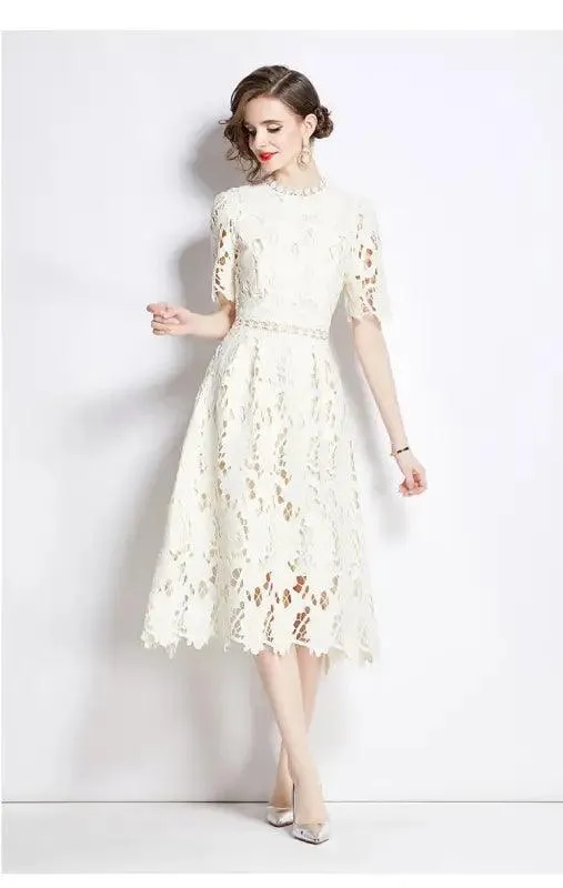 Chic Hollow Lace A-line Dress