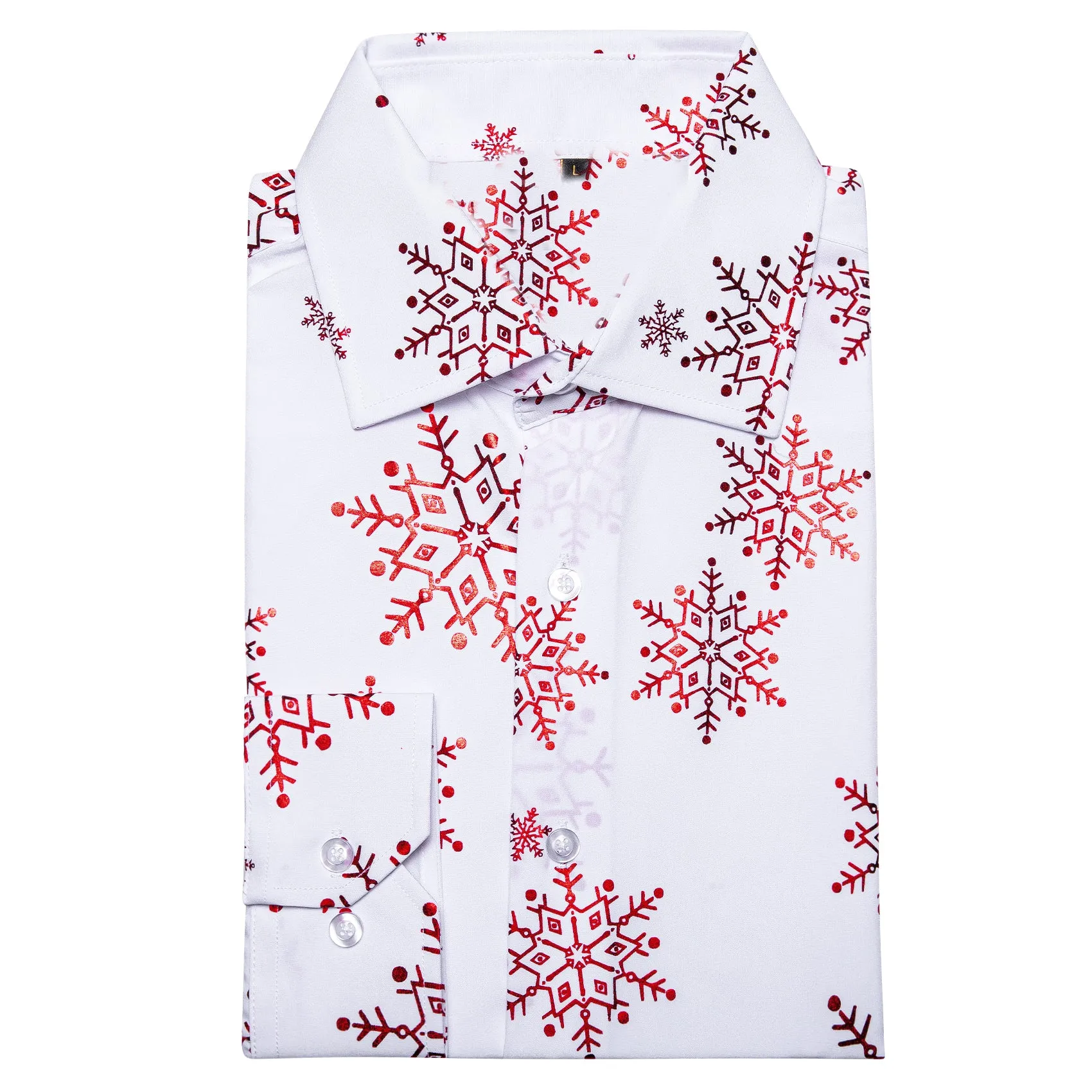 Christmas White with Pink Snowflake Floral Men's Long Sleeve Shirt