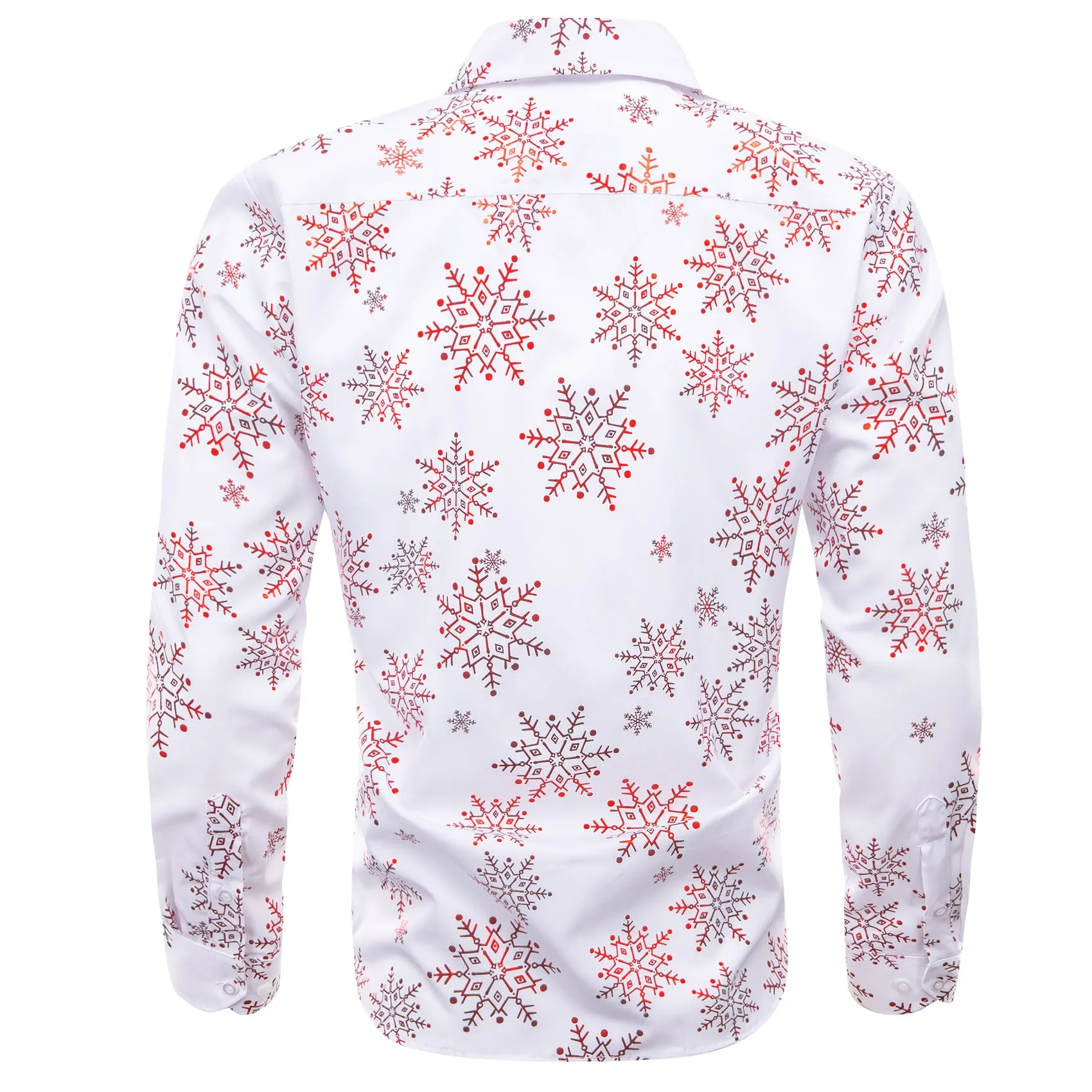 Christmas White with Pink Snowflake Floral Men's Long Sleeve Shirt