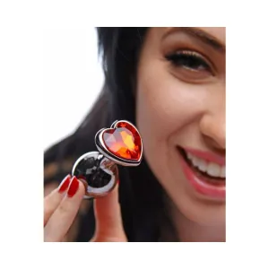 Crimson Tied Scarlet Heart Shaped Jewel Anal Plug