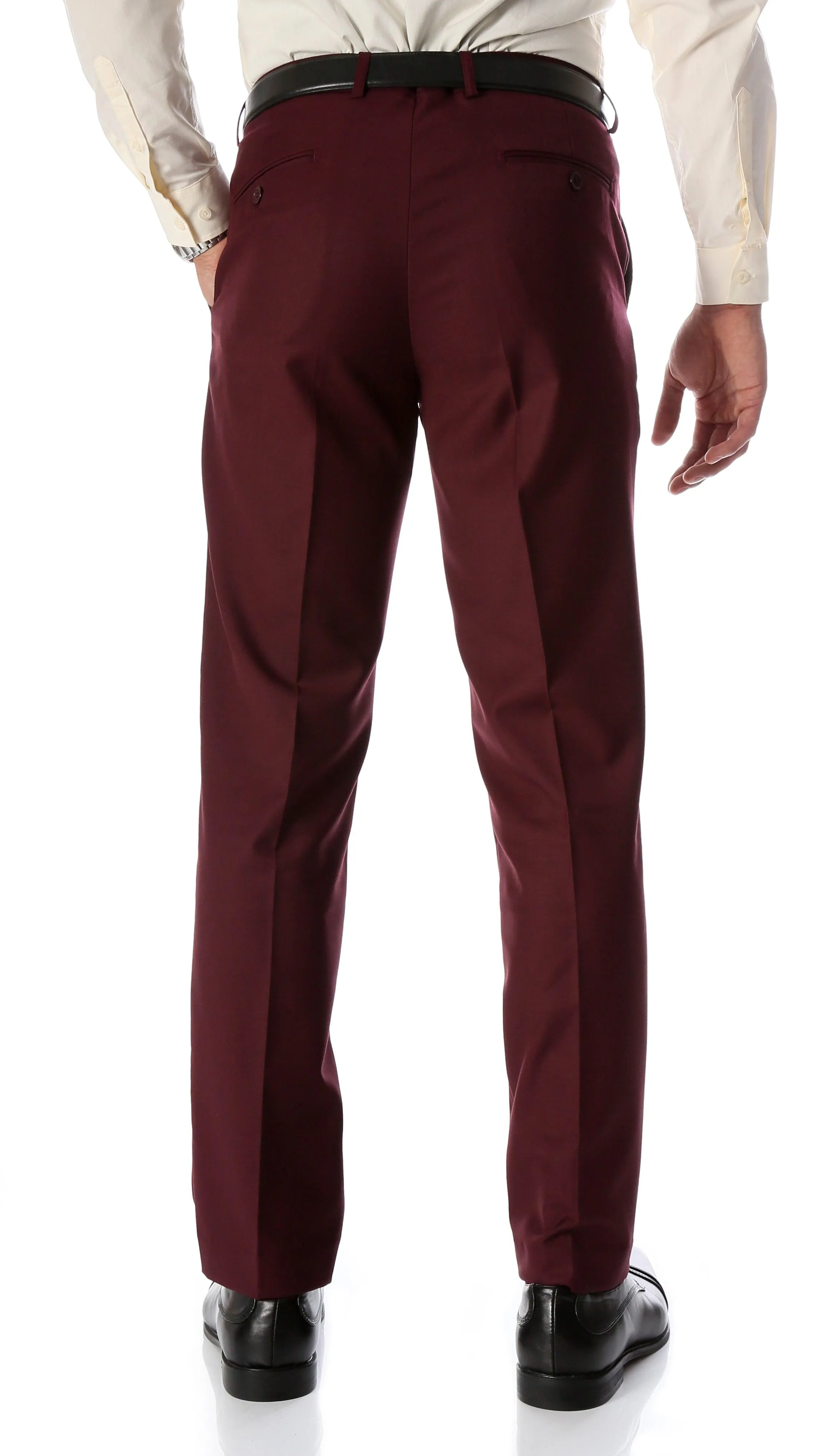 Ferrecci Men's Halo Burgundy Slim Fit Flat-Front Dress Pants