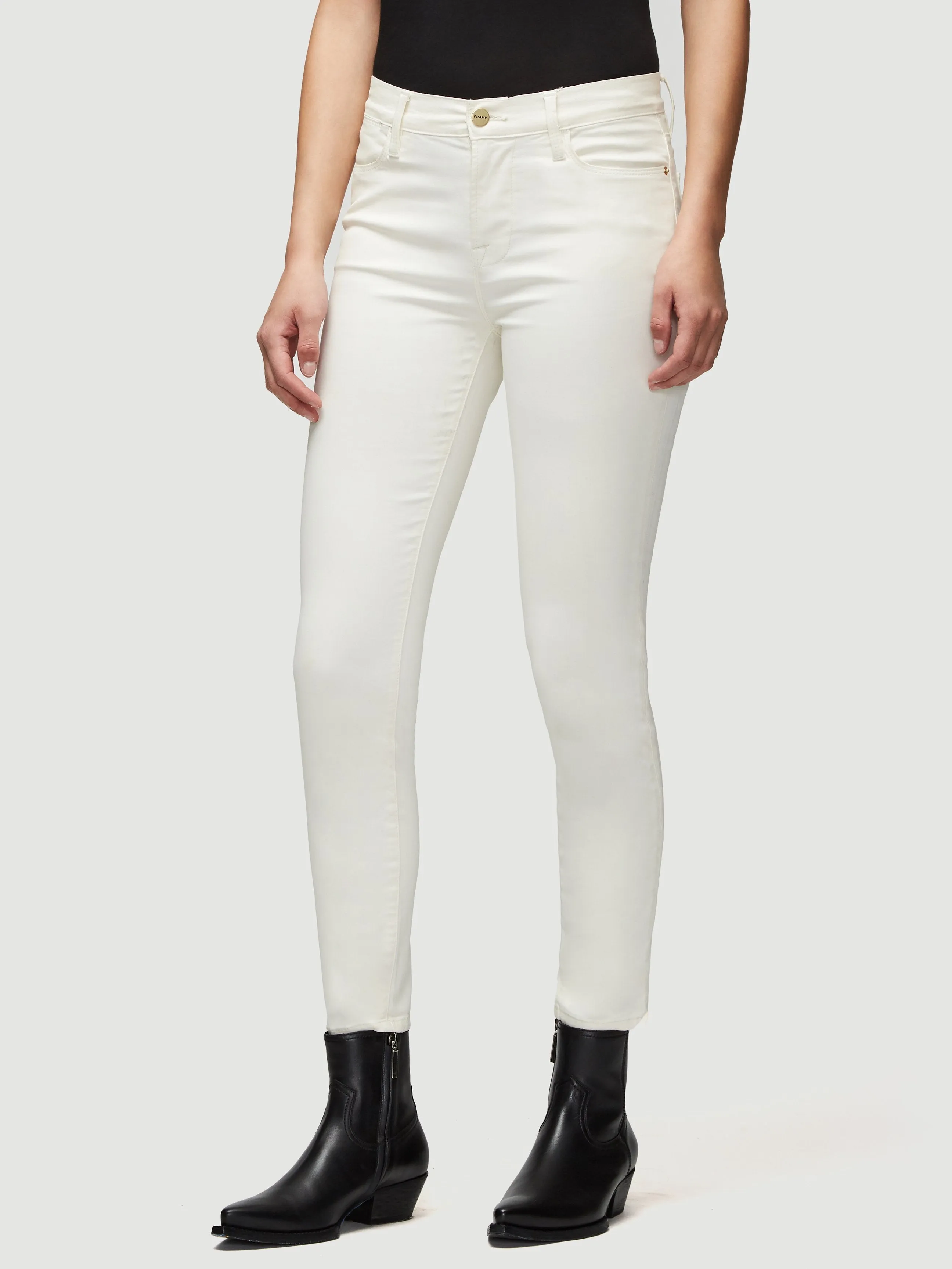 Frame - Le High Skinny Coated in Off White