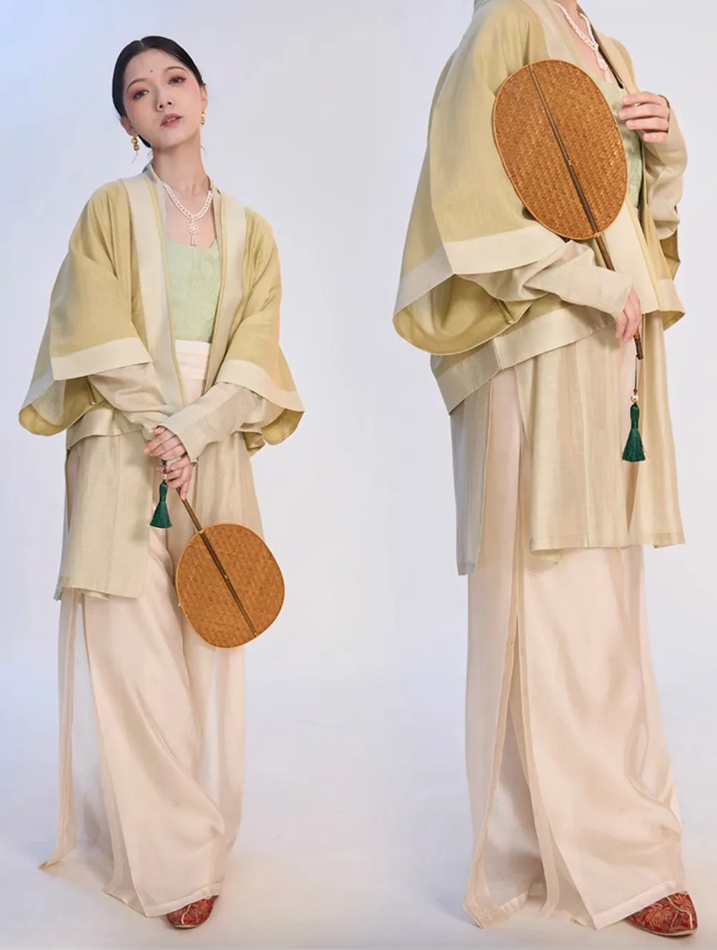 Fu Penzi 覆盆子 Raspberry Southern Song Restoration Hedangku Pants & Haoxiu Racoon Sleeve Shanku Set