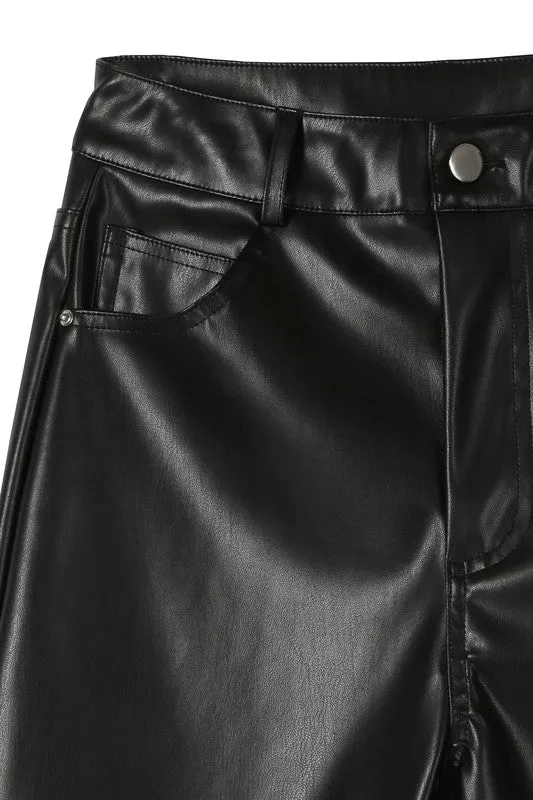 High Rise Black Vegan Leather Pants