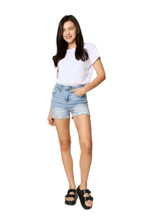 Judy Blue Full Size High Waist Rolled Denim Shorts