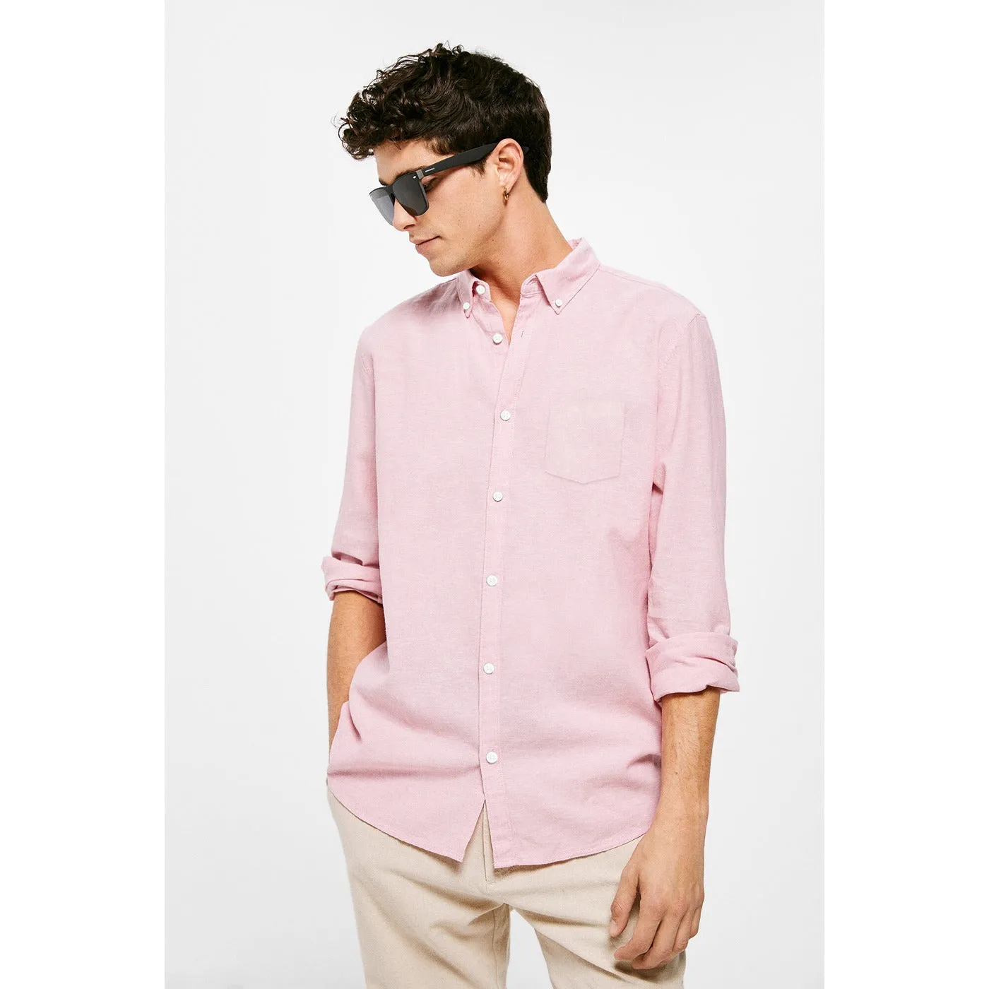 Light Pink Slim Fit Oxford Shirt