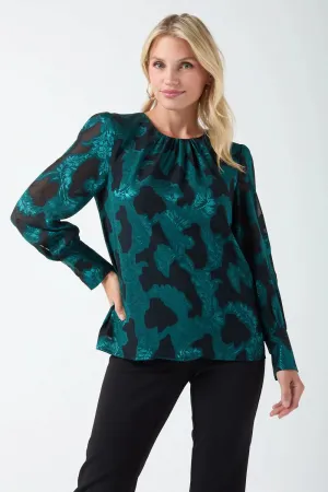 Monique Baroque Print Top in Green