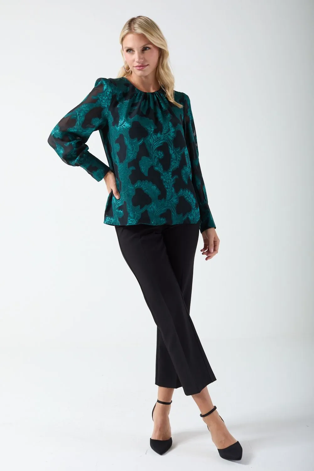 Monique Baroque Print Top in Green