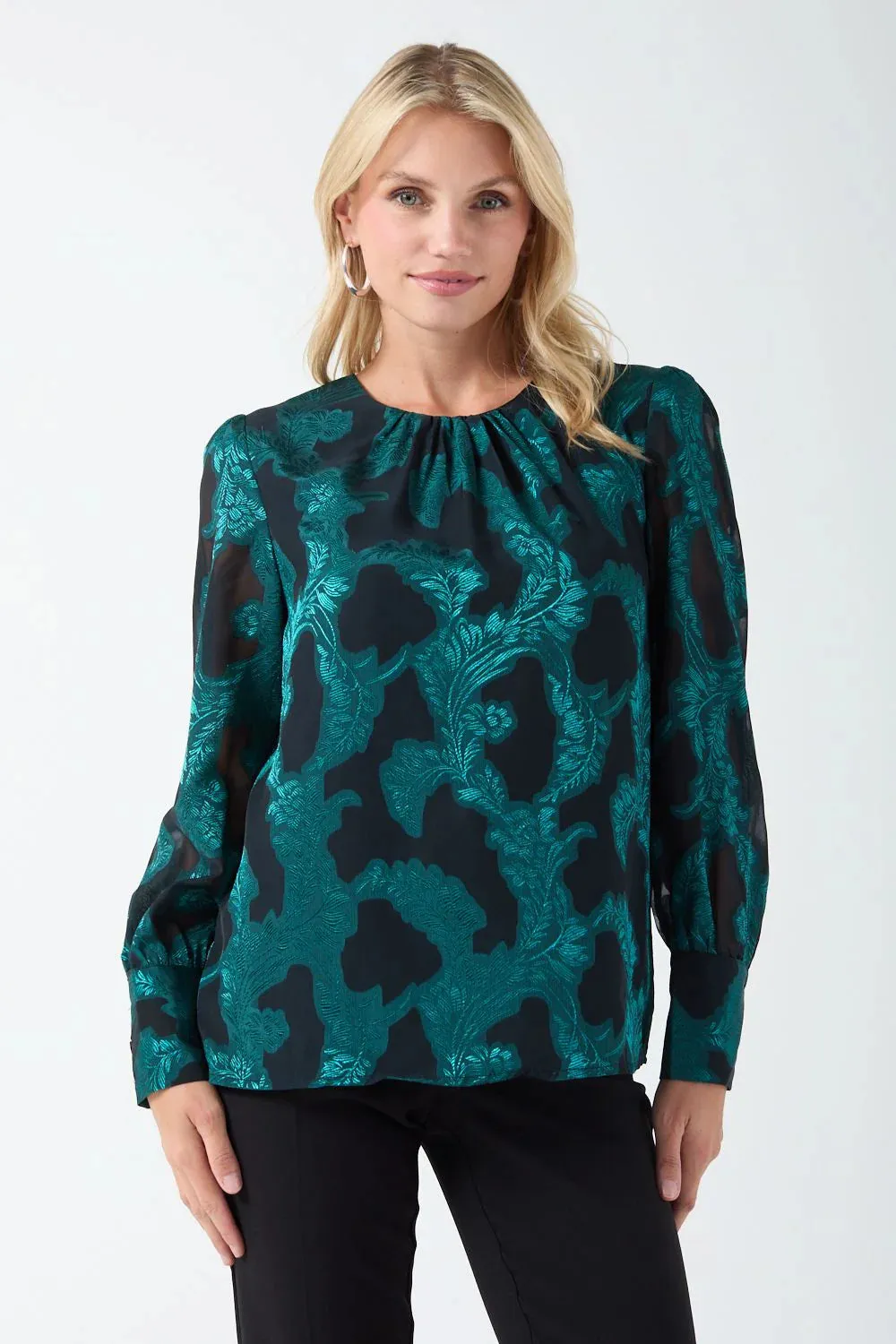 Monique Baroque Print Top in Green