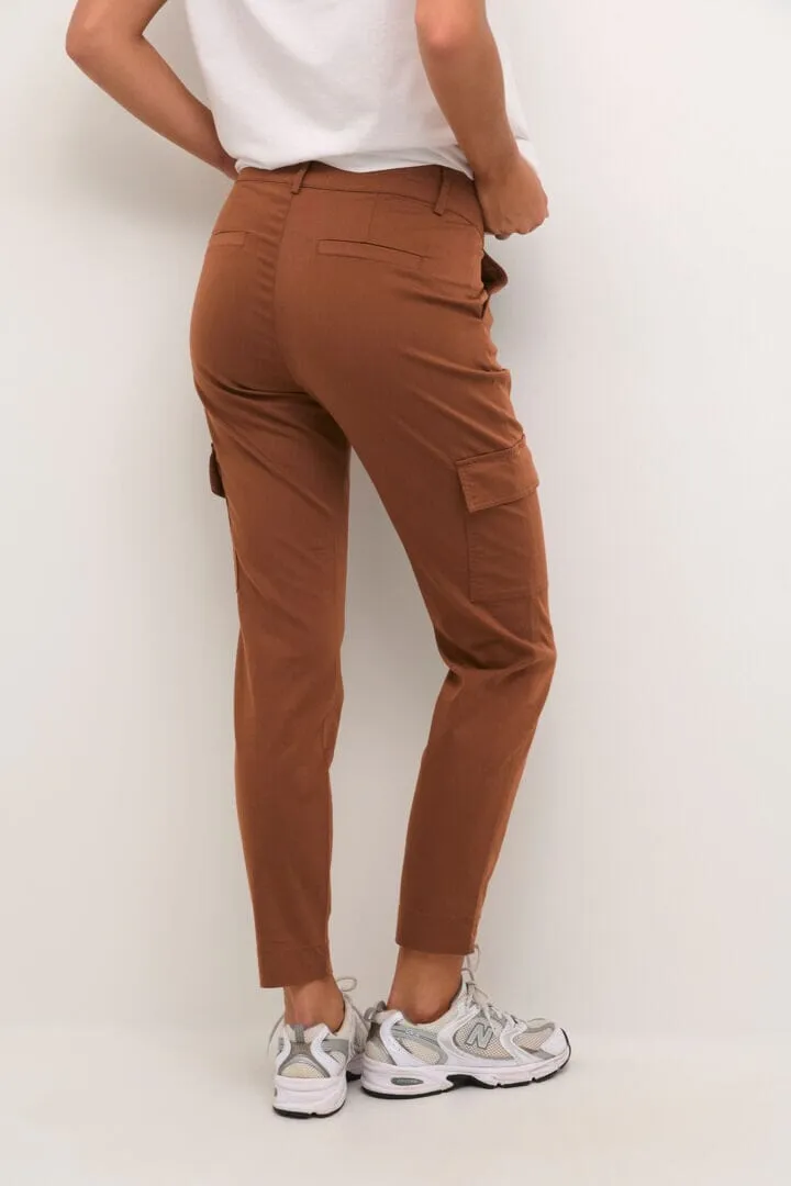 NARROW LEG ANKLE LENGTH BROWN POCKET PANT