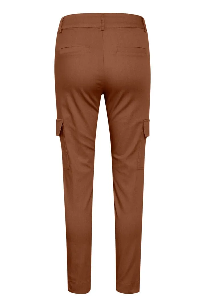 NARROW LEG ANKLE LENGTH BROWN POCKET PANT