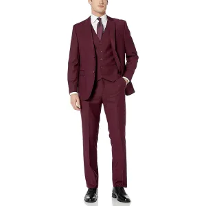 New Caravelli Burgundy 3 Piece Slim Fit Suit with Vest