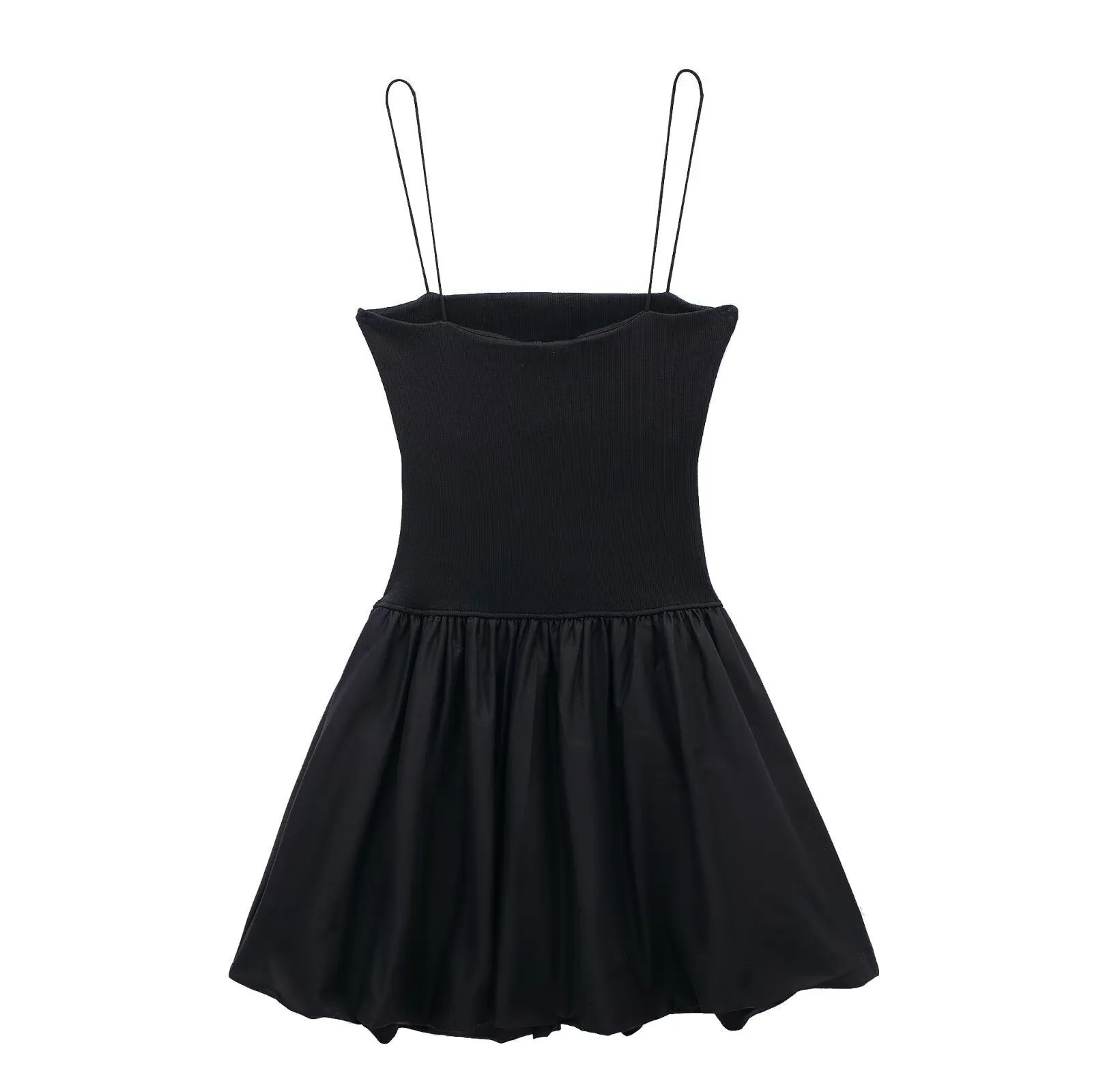 Pre Order:  Solid Low-Neck Sleeveless Slim-Fit Suspender Waist Dress