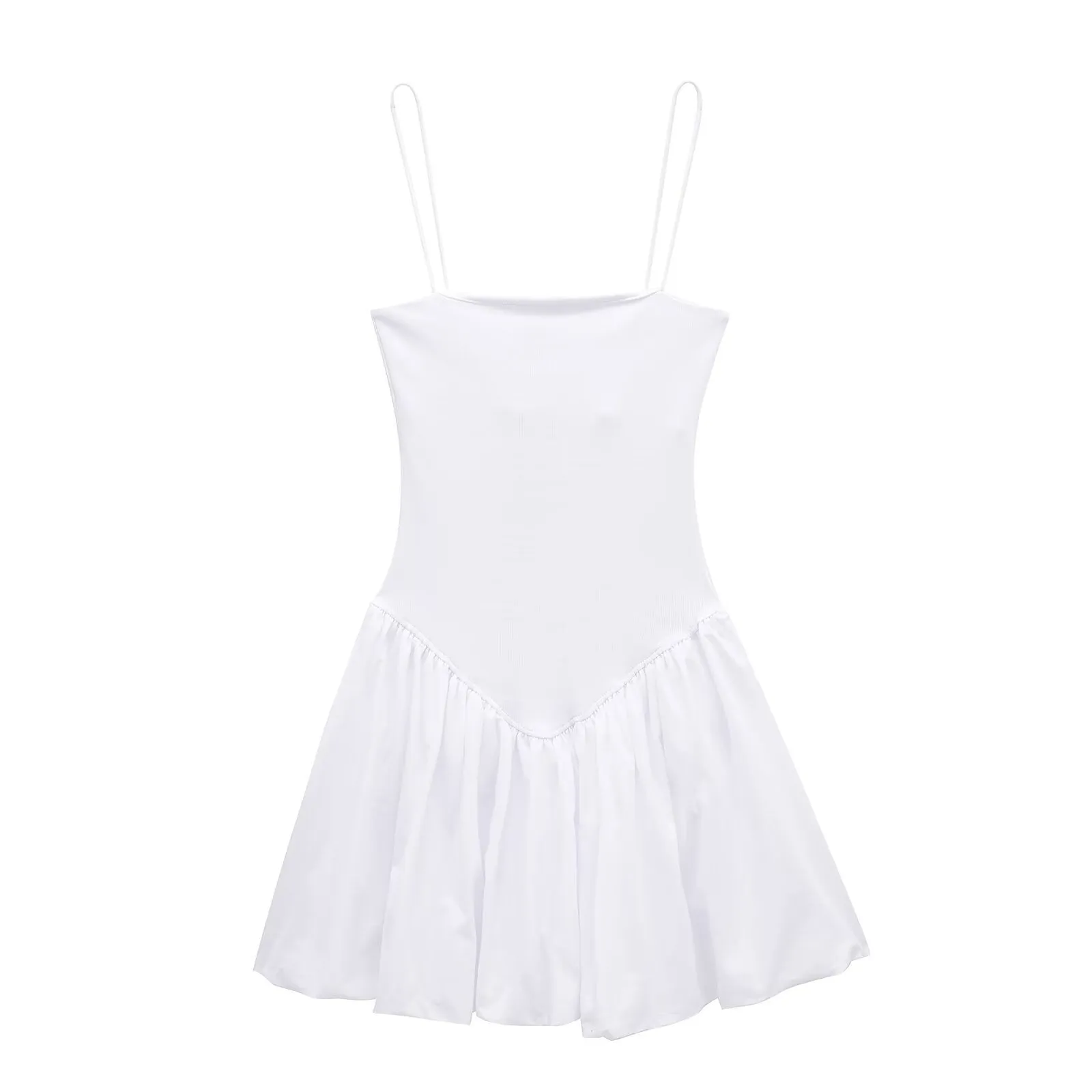 Pre Order:  Solid Low-Neck Sleeveless Slim-Fit Suspender Waist Dress