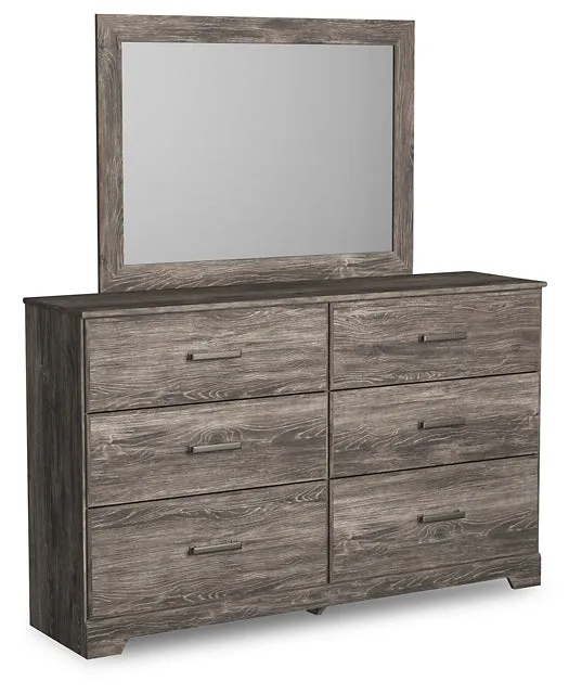 Ralinksi King Panel Bed with Mirrored Dresser and Nightstand