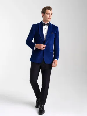 Sapphire Blue Slim Fit Tuxedos in Venice Velvet