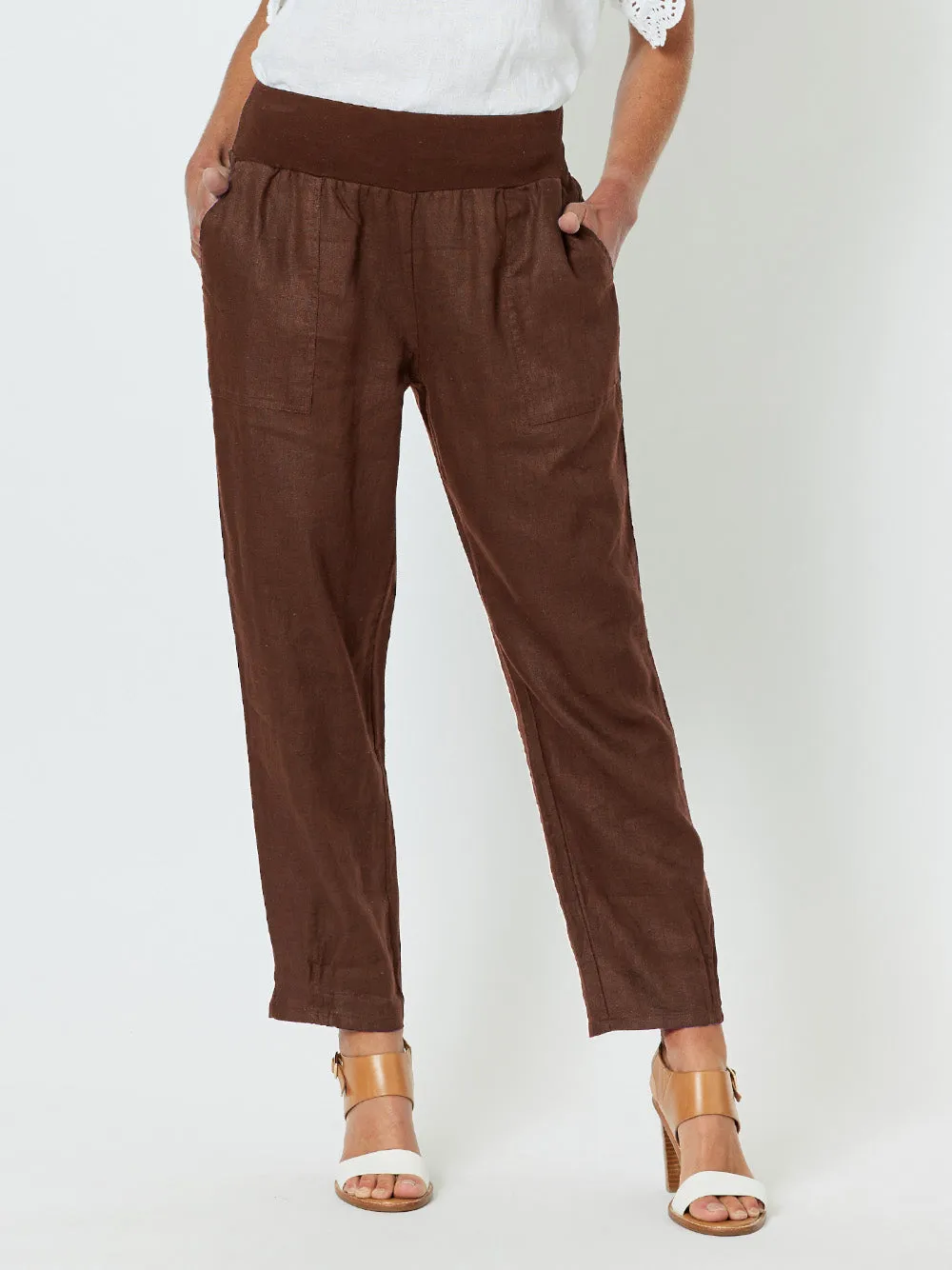 Sarah Linen Pleat Hem Pant - Koko