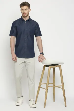 Slim Fit Cotton Halfsleeves Shirt