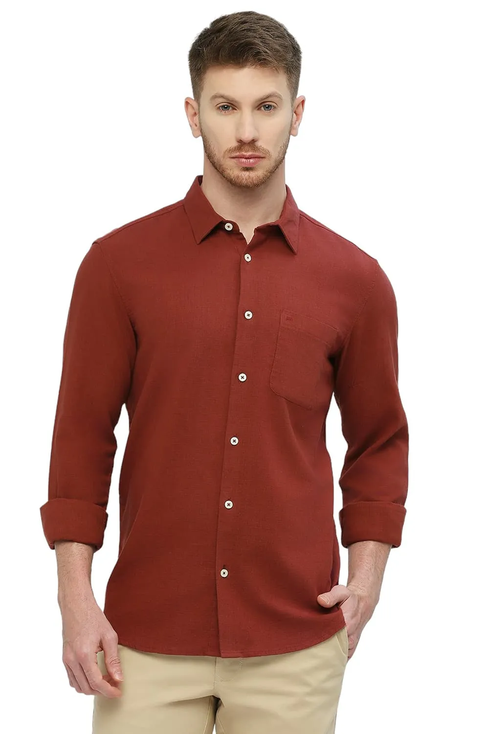 Slim Fit Cotton Hopsack Dobby Shirt