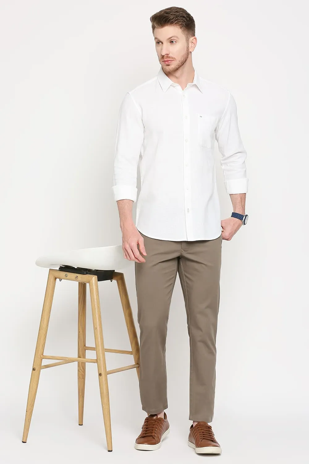 Slim Fit Cotton Hopsack Dobby Shirt