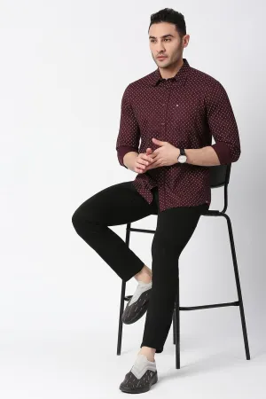 Slim Fit Cotton Oxford Printed Shirt