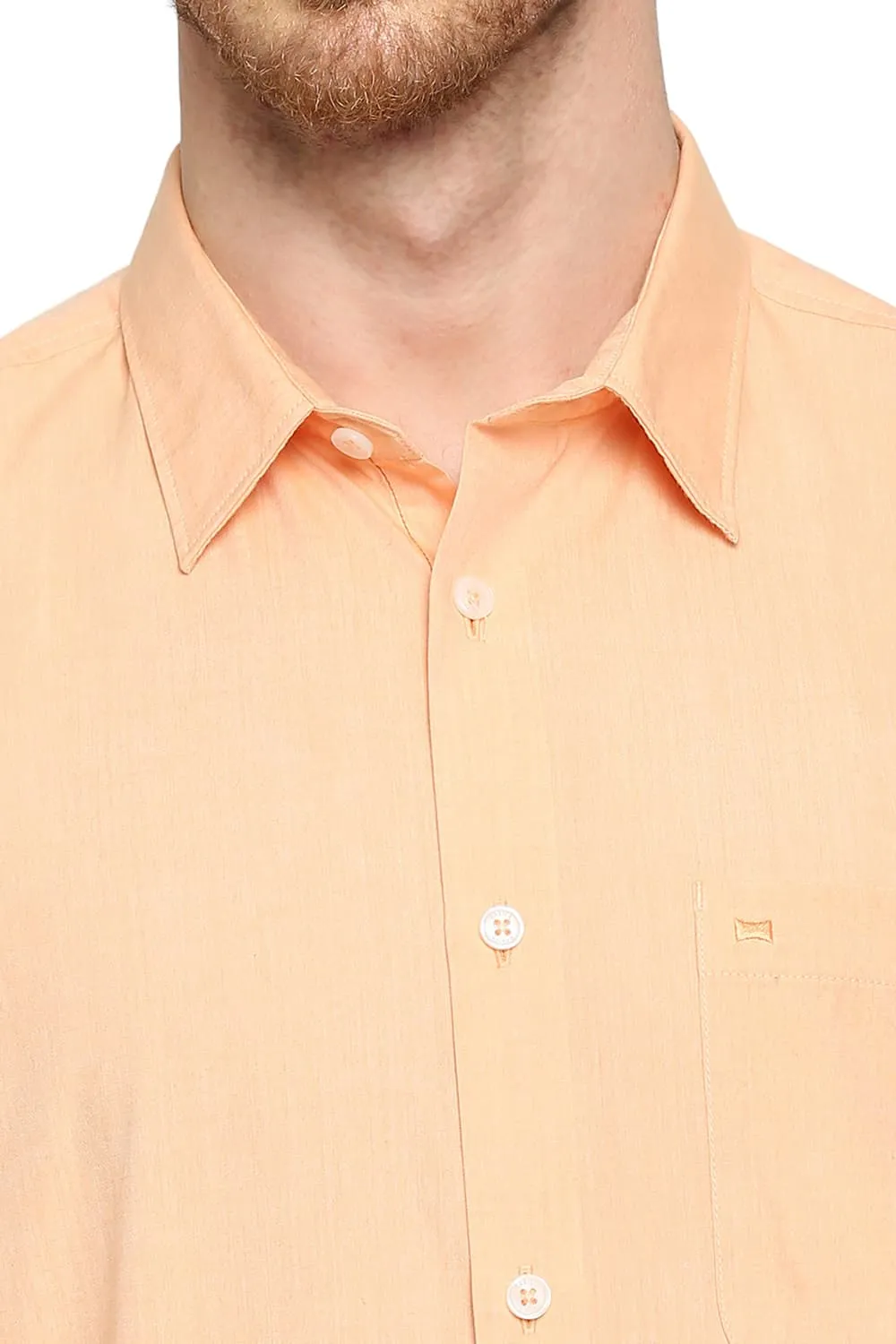 Slim Fit Cotton Polyester Viscose Halfsleeves Shirt