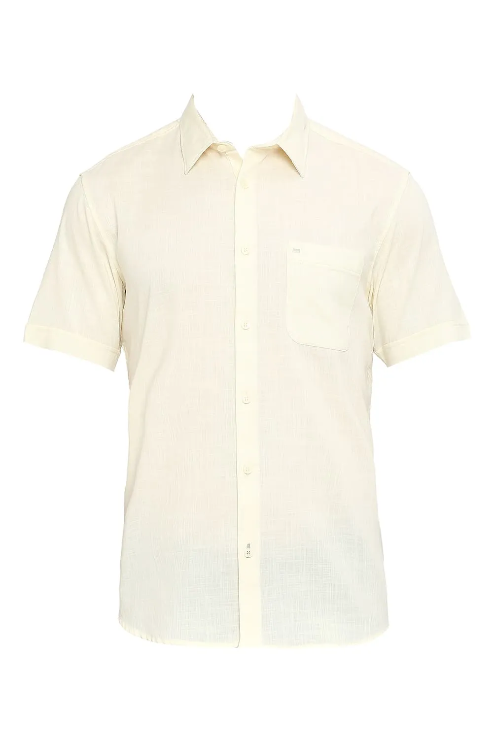 Slim Fit Cotton Slub Twill Halfsleeves Shirt