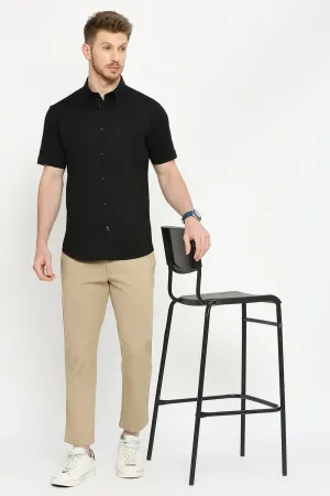 Slim Fit Cotton Slub Twill Halfsleeves Shirt