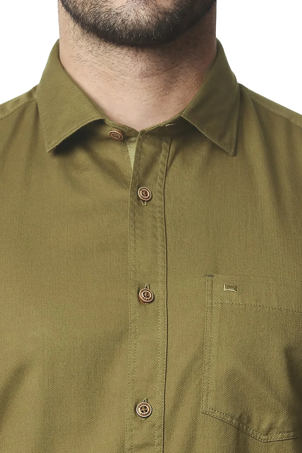 Slim Fit Herringbone Halfsleeves Shirt