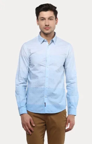 Spykar Men Blue Printed Slim Fit Casual Shirt