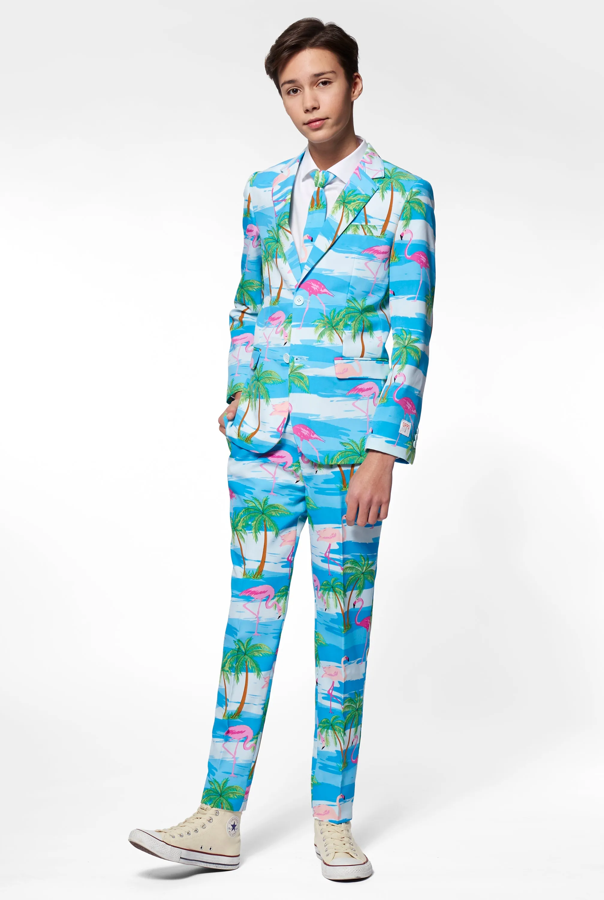 Stylish Flamingo-Themed Tuxedo or Suit for Teen Boys