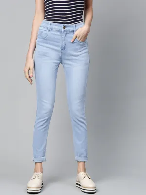 Women Ice Blue Whisker Wash Jeans