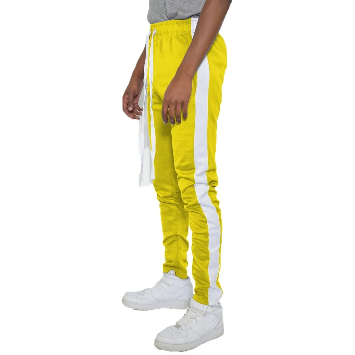 Yellow & White Slim Fit Track Pants